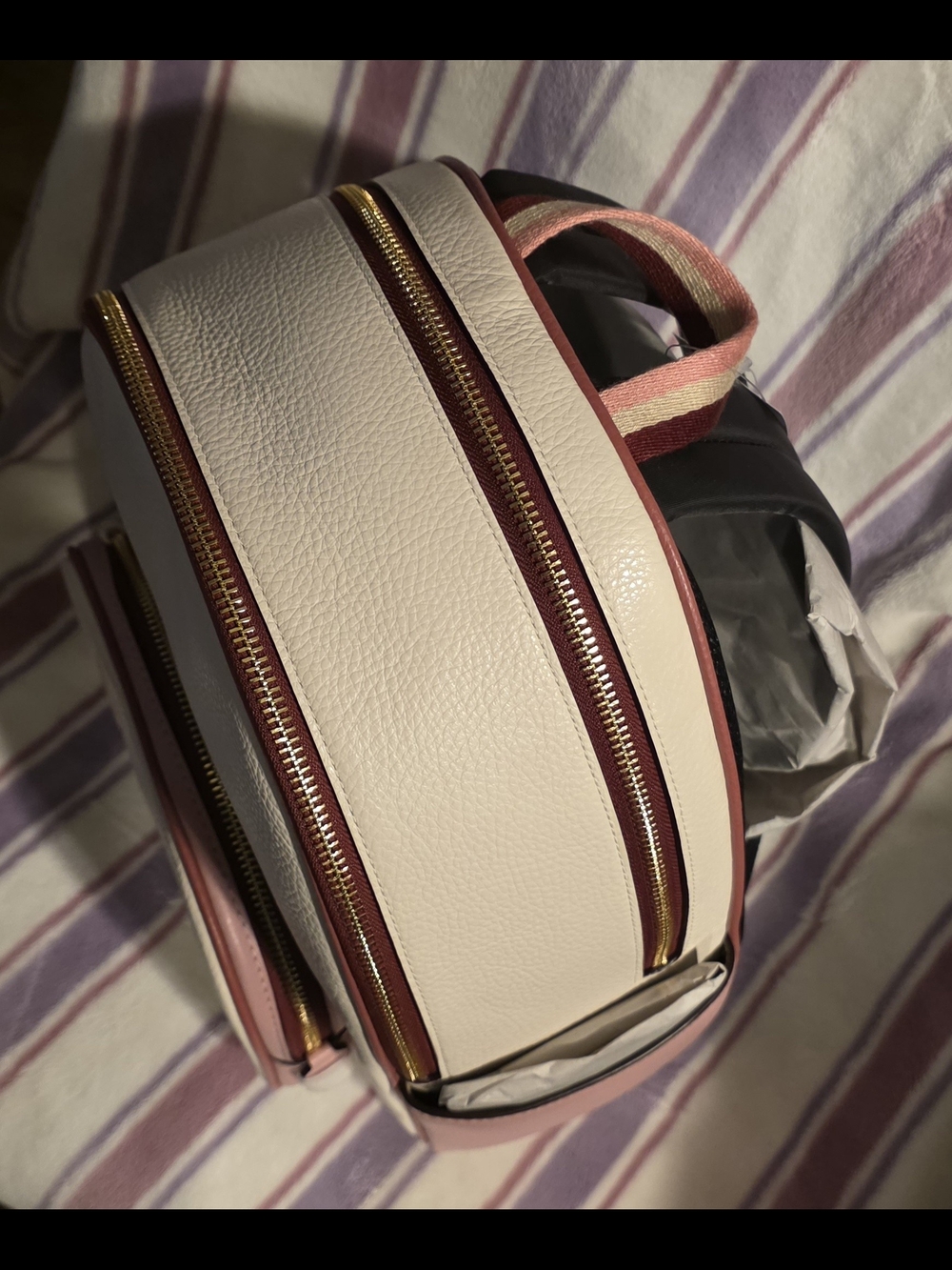 NWT - COACH Pink & White Heart Logo Leather Mini Backpack - Picture 5 of 9